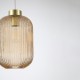 Satin Brass Pendant with Amber Ribbed Glass ∅ 20 cm
