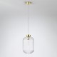 Satin Brass Pendant with Clear Ribbed Glass ∅ 20 cm