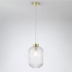 Satin Brass Pendant with Clear Ribbed Glass ∅ 20 cm