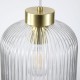 Satin Brass Pendant with Clear Ribbed Glass ∅ 20 cm