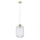 Satin Brass Pendant with Clear Ribbed Glass ∅ 20 cm