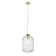 Satin Brass Pendant with Clear Ribbed Glass ∅ 20 cm