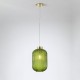 Satin Brass Pendant with Green Ribbed Glass ∅ 20 cm