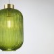 Satin Brass Pendant with Green Ribbed Glass ∅ 20 cm