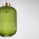 Satin Brass Pendant with Green Ribbed Glass ∅ 20 cm