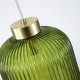 Satin Brass Pendant with Green Ribbed Glass ∅ 20 cm
