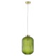 Satin Brass Pendant with Green Ribbed Glass ∅ 20 cm
