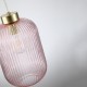 Satin Brass Pendant with Pink Ribbed Glass ∅ 20 cm
