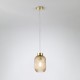 Satin Brass Pendant with Amber Ribbed Glass ∅ 14 cm