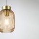 Satin Brass Pendant with Amber Ribbed Glass ∅ 14 cm