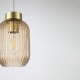 Satin Brass Pendant with Amber Ribbed Glass ∅ 14 cm