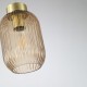 Satin Brass Pendant with Amber Ribbed Glass ∅ 14 cm