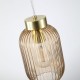 Satin Brass Pendant with Amber Ribbed Glass ∅ 14 cm