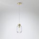 Satin Brass Pendant with Clear Ribbed Glass ∅ 14 cm
