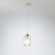 Satin Brass Pendant with Clear Ribbed Glass ∅ 14 cm