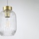Satin Brass Pendant with Clear Ribbed Glass ∅ 14 cm