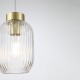 Satin Brass Pendant with Clear Ribbed Glass ∅ 14 cm