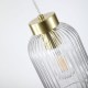 Satin Brass Pendant with Clear Ribbed Glass ∅ 14 cm