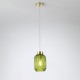 Satin Brass Pendant with Green Ribbed Glass ∅ 14 cm