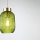 Satin Brass Pendant with Green Ribbed Glass ∅ 14 cm
