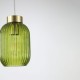 Satin Brass Pendant with Green Ribbed Glass ∅ 14 cm