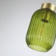 Satin Brass Pendant with Green Ribbed Glass ∅ 14 cm