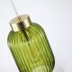 Satin Brass Pendant with Green Ribbed Glass ∅ 14 cm