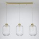 Satin Brass 3 Light over Island Fitting with Clear Ribbed Big Glass