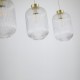 Satin Brass 3 Light over Island Fitting with Clear Ribbed Big Glass