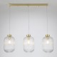 Satin Brass 3 Light over Island Fitting with Clear Ribbed Big Glass