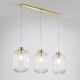 Satin Brass 3 Light over Island Fitting with Clear Ribbed Big Glass