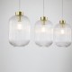 Satin Brass 3 Light over Island Fitting with Clear Ribbed Big Glass
