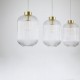 Satin Brass 3 Light over Island Fitting with Clear Ribbed Big Glass