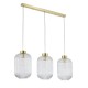 Satin Brass 3 Light over Island Fitting with Clear Ribbed Big Glass