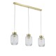 Satin Brass 3 Light over Island Fitting with Clear Ribbed Small Glass Satin Brass 3 Light over Island Fitting with Clear Ribbed Small Glass