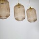 Satin Brass 3 Light over Island Fitting with Amber Ribbed Big Glass