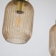 Satin Brass 3 Light over Island Fitting with Amber Ribbed Small Glass Satin Brass 3 Light over Island Fitting with Amber Ribbed Small Glass