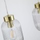 Satin Brass 3 Light over Island Fitting with Clear Ribbed Small Glass Satin Brass 3 Light over Island Fitting with Clear Ribbed Small Glass