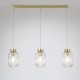 Satin Brass 3 Light over Island Fitting with Clear Ribbed Small Glass Satin Brass 3 Light over Island Fitting with Clear Ribbed Small Glass