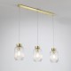 Satin Brass 3 Light over Island Fitting with Clear Ribbed Small Glass Satin Brass 3 Light over Island Fitting with Clear Ribbed Small Glass