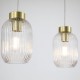 Satin Brass 3 Light over Island Fitting with Clear Ribbed Small Glass Satin Brass 3 Light over Island Fitting with Clear Ribbed Small Glass