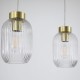 Satin Brass 3 Light over Island Fitting with Clear Ribbed Small Glass Satin Brass 3 Light over Island Fitting with Clear Ribbed Small Glass