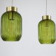 Satin Brass 3 Light over Island Fitting with Green Ribbed Small Glass Satin Brass 3 Light over Island Fitting with Green Ribbed Small Glass