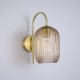 Satin Brass Wall Lamp with Amber Ribbed Glass