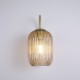 Satin Brass Wall Lamp with Amber Ribbed Glass