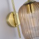 Satin Brass Wall Lamp with Amber Ribbed Glass
