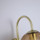 Satin Brass Wall Lamp with Amber Ribbed Glass