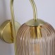 Satin Brass Wall Lamp with Amber Ribbed Glass