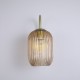 Satin Brass Wall Lamp with Amber Ribbed Glass