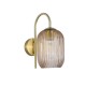 Satin Brass Wall Lamp with Amber Ribbed Glass